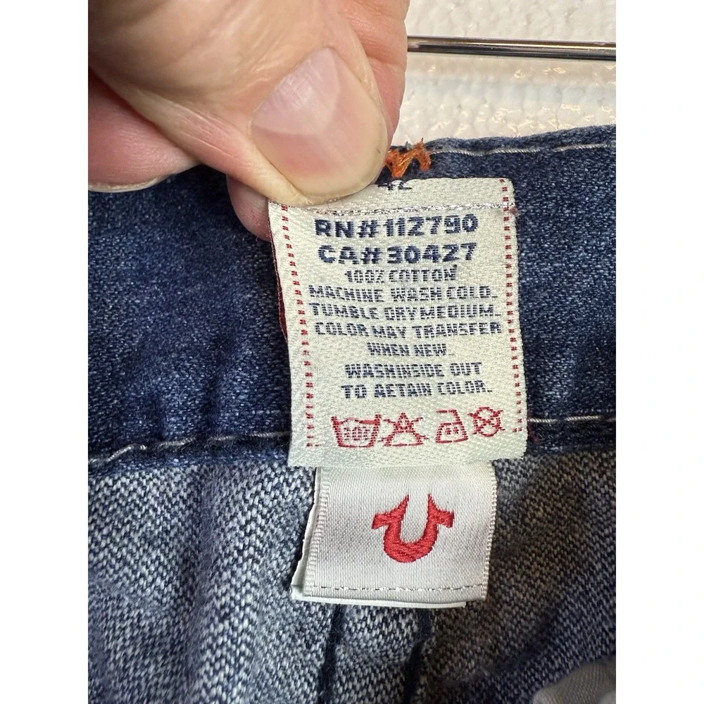 Vtg True Religion World Tour Jeans Mens 42x32 Embroidered Patch USA‎ Grunge Hip